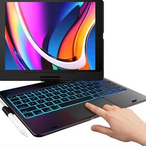 Black 9/8/7 iPad Case with Backlit Keyboard Case